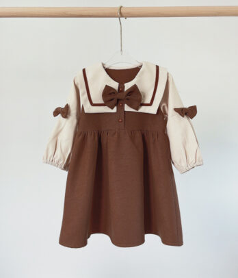 Robe fille marron – Élégance rétro et charme tout en douceur
