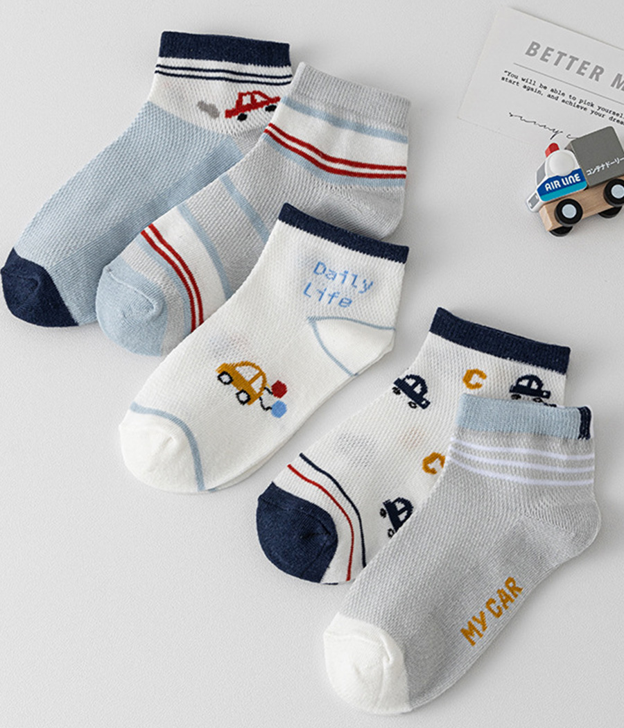 Images de description_28 Lot de 5 paires de chaussettes garçon – Motifs voitures et confort tout-terrain – Image 1