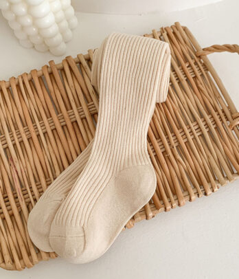 Collants côtelés beige naturel