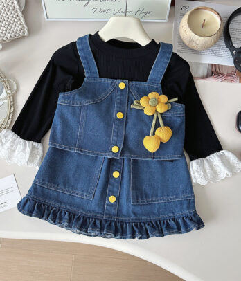 Ensemble fille jean 3 pièces – Look créatif et touche bohème