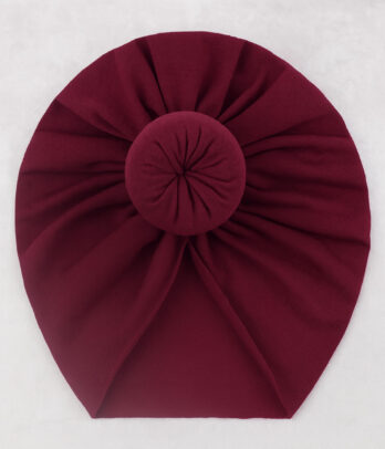 Turban de bébé en forme de beignet de couleur bordeaux