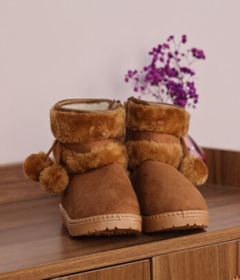 Bottes de neige camel pour enfant – doublées en fourrure chaude