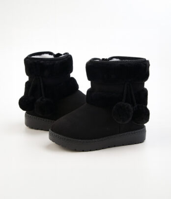 Botte de neige épaisse de couleur noir pour fillette