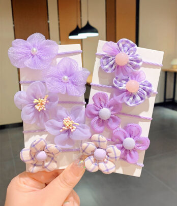 Lot de Barrettes Fleurs Douces de style Pastel et Printanier - 96661-Violet