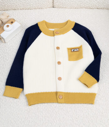 19132 Cardigan bébé blanc et jaune – Énergie et gaieté MAZYOUD