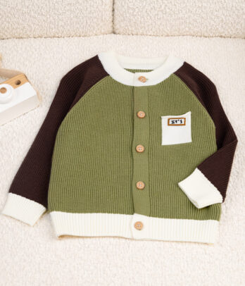 45622 Cardigan bébé vert et marron – Nature et confort MAZYOUD