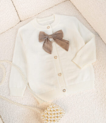 63249 Cardigan Rose avec Nœud Élégant – Tricot Doux pour Fille MAZYOUD