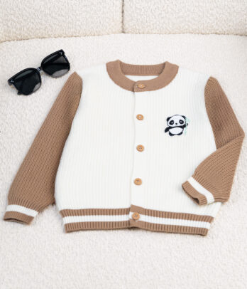 64146 Cardigan bébé blanc et camel – Tendance et chaleur MAZYOUD