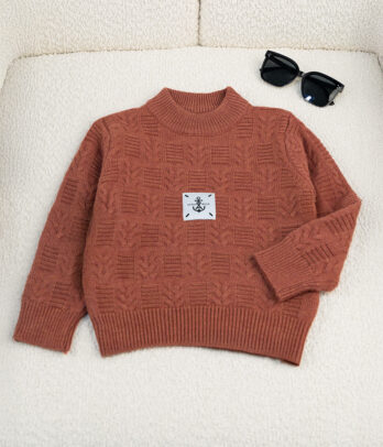 75972 Pull en laine douce pour enfant de couleur brique MAZYOUD
