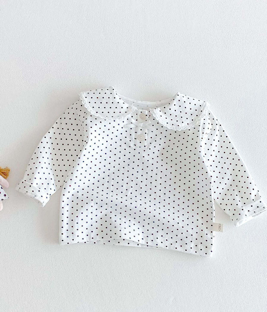 13881 19- Blouse blanche à pois noir – Image 1