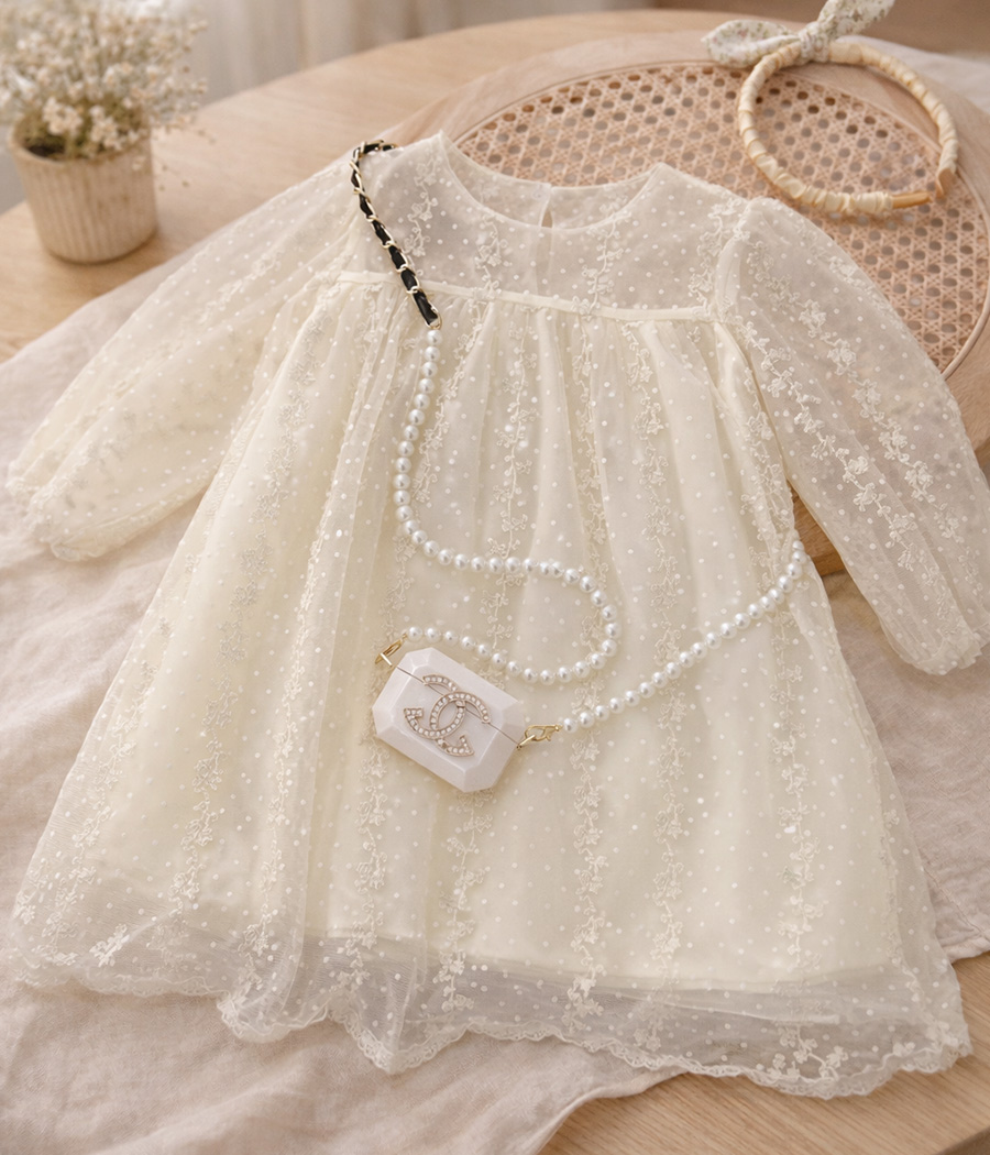14789 Robe fille tulle ivoire brodé style princesse cérémonie – Image 1