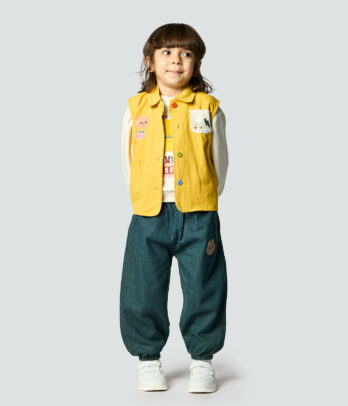18458 - Ensemble garçon veste jaune dinosaure & jean fun mazyoud