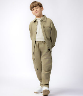 Ensemble Garçon kaki – Chemise et Pantalon en Coton Décontracté