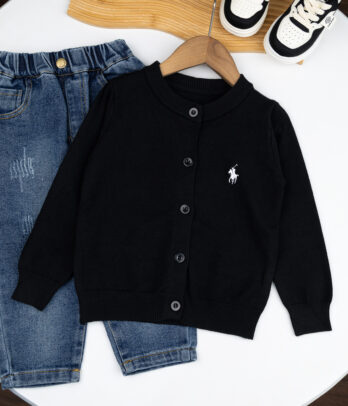 Cardigan doux pour enfants de couleur noire