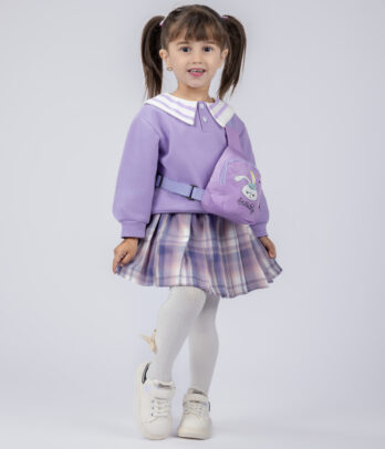 Ensemble 2 pièces violet avec sac lapin tout mignon