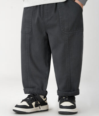 Pantalon Garçon – Style Cargo Gris Foncé