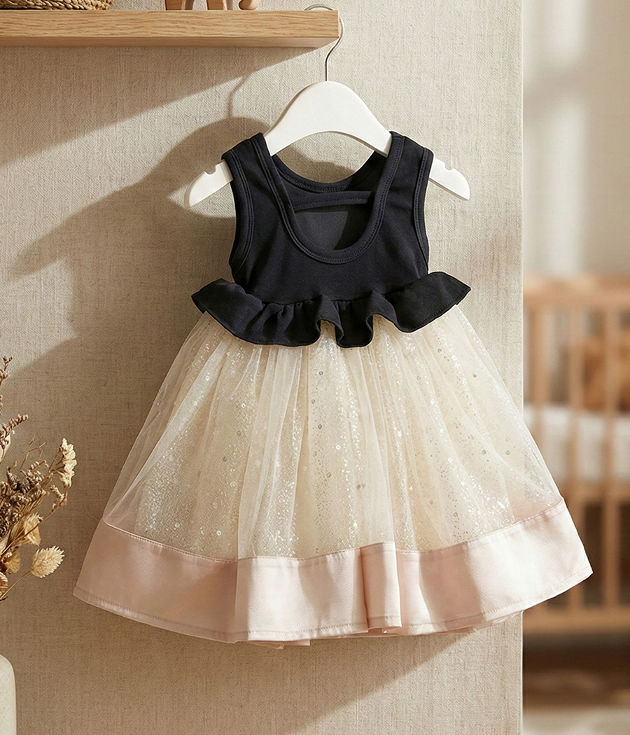 35892 Robe enfant fille noir et tulle pailleté – Image 1