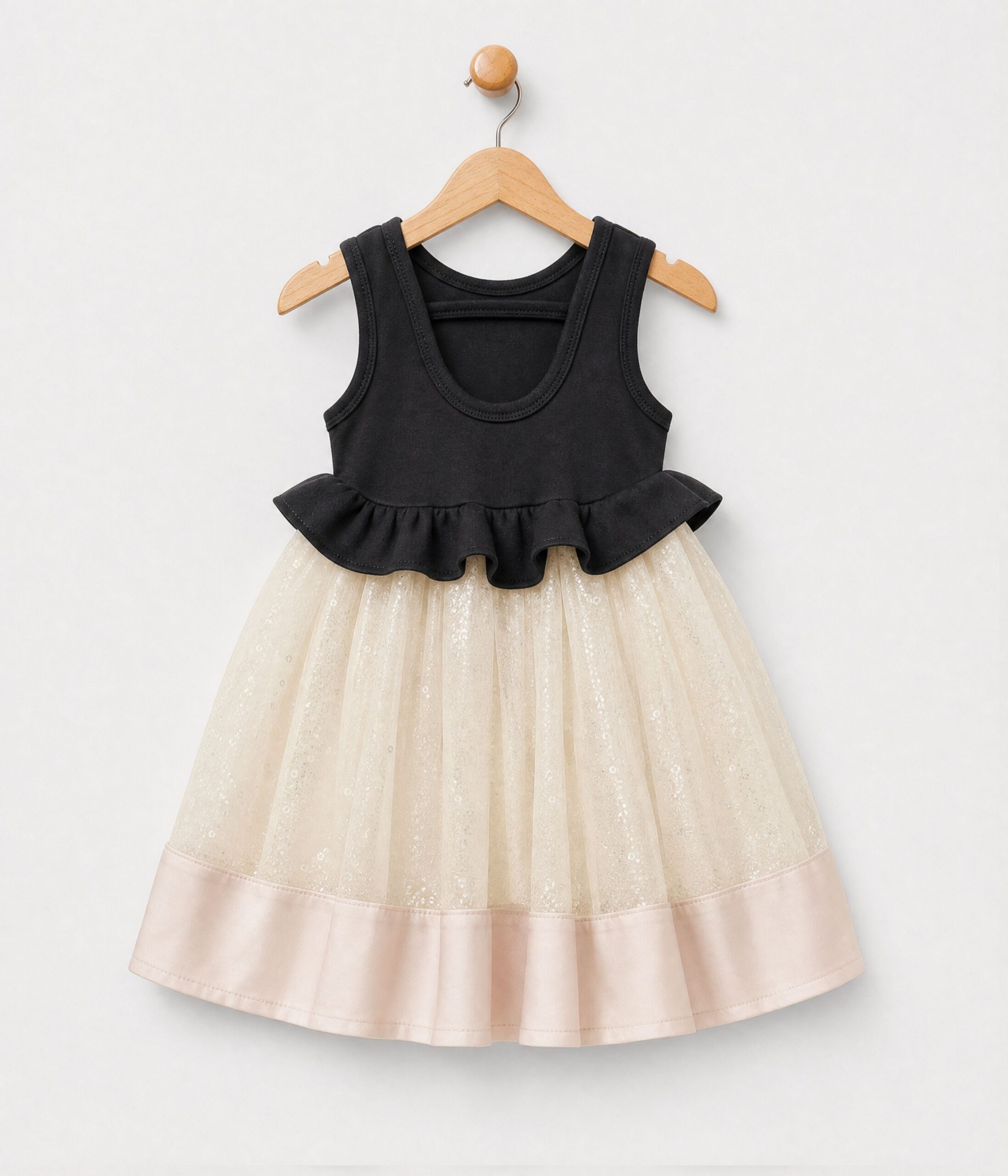 35892 Robe enfant fille noir et tulle pailleté – Image 1