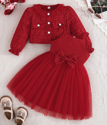 Tenue Fille Élégante Rouge-2 piéces