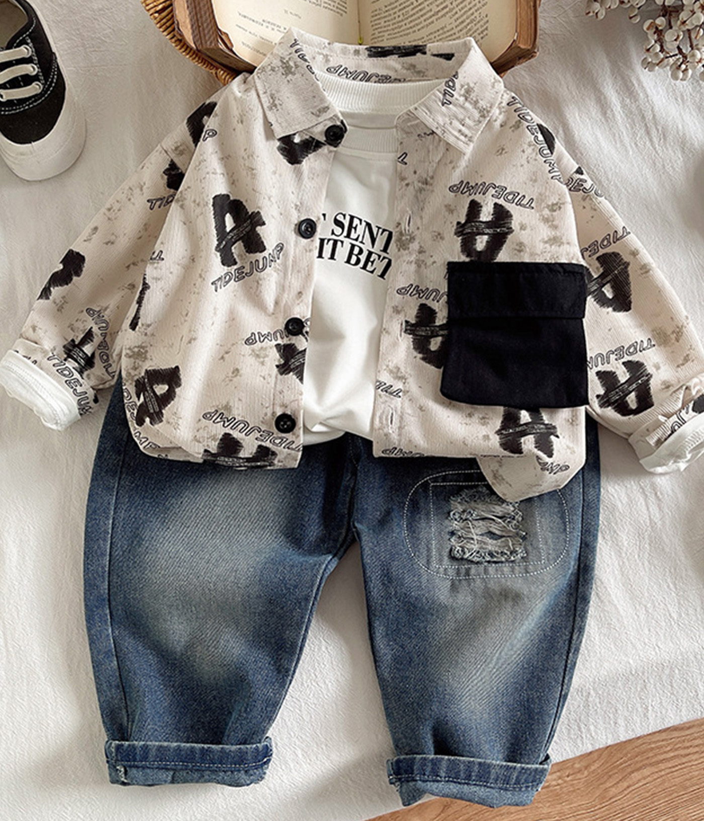 45278 (3) Ensemble Garçon 3 Pièces – Le Must-Have Streetwear de la Saison – Image 1