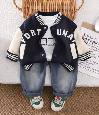Ensemble garçon varsity – Veste universitaire & jean décontracté