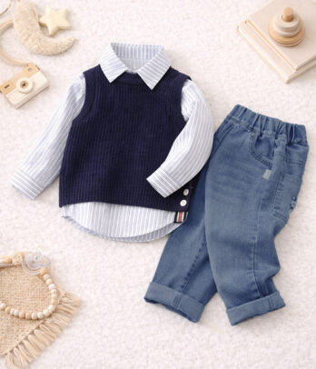 Ensemble garçon Chic rayé bleu marine (3 piéces)