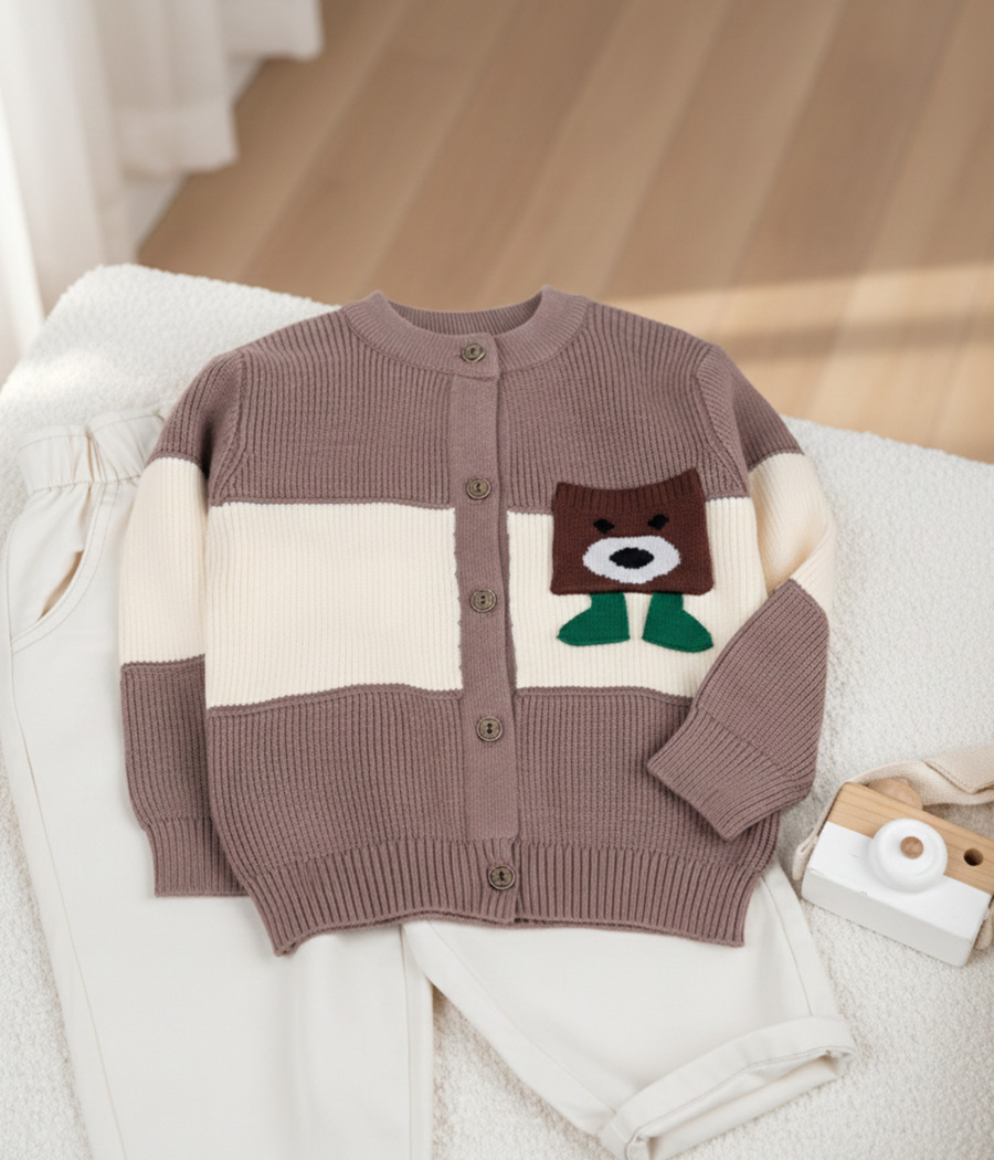 58182 34- Gilet Bébé Marron Rayé – Image 1