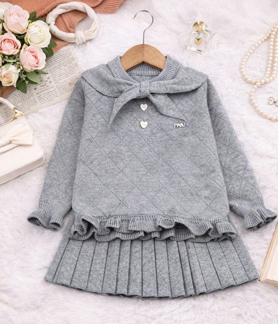 59737 Duo fille jupe & pull gris – Image 1