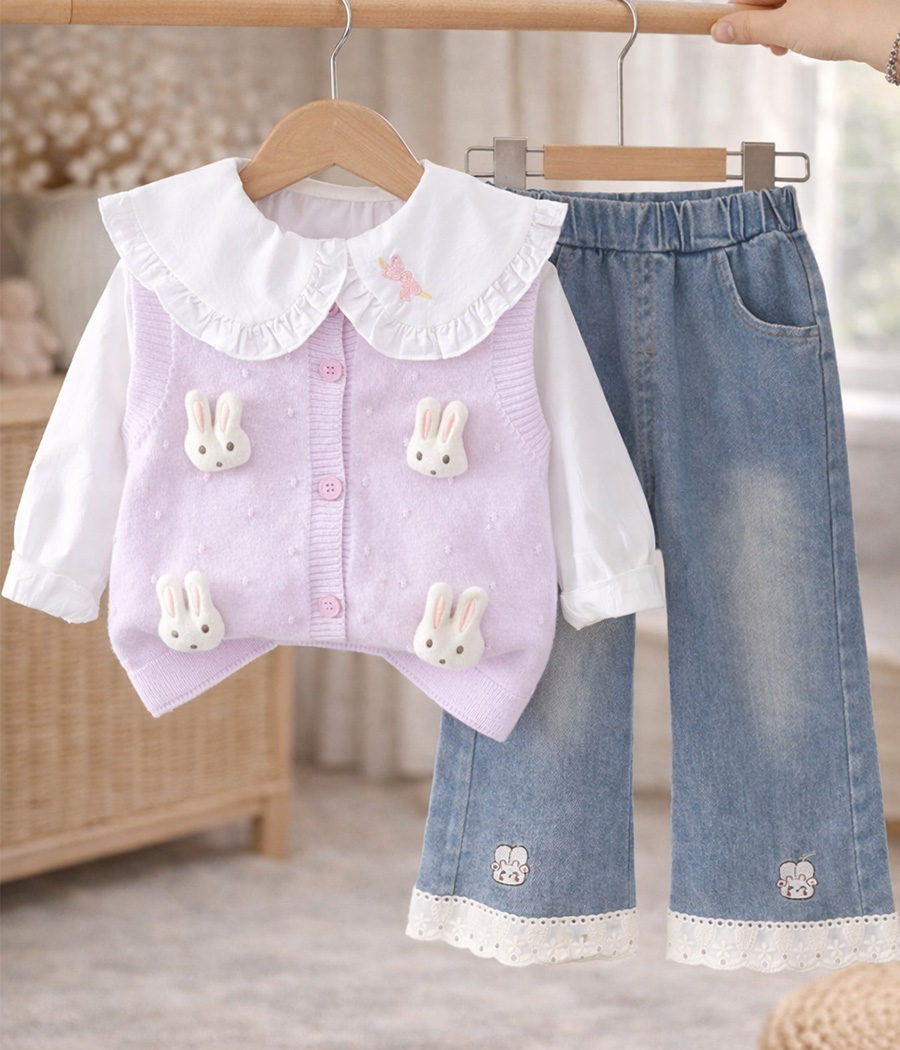 61769 Ensemble 3 pièces fille mignon et moderne – Image 1