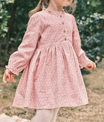 Robe fille à fleurs rose poudré
