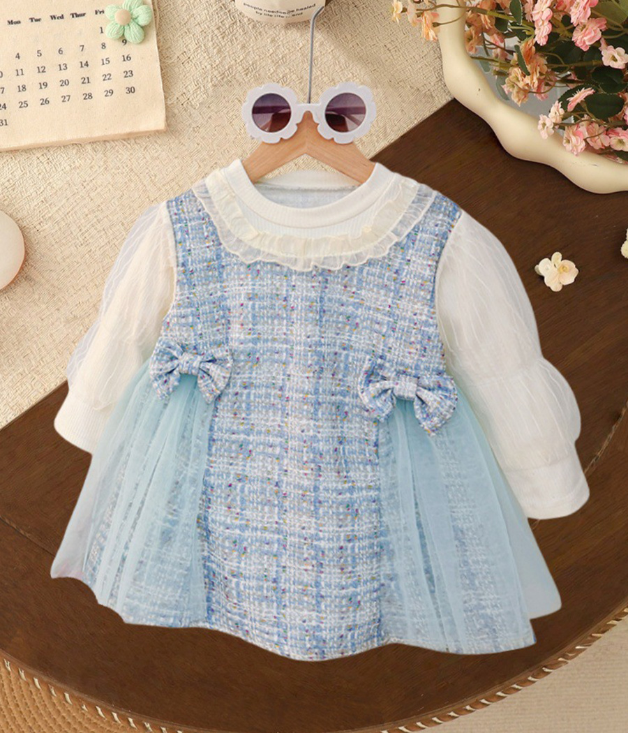 74243 Robe douce à nœuds – voile et tissu texturé – Image 1