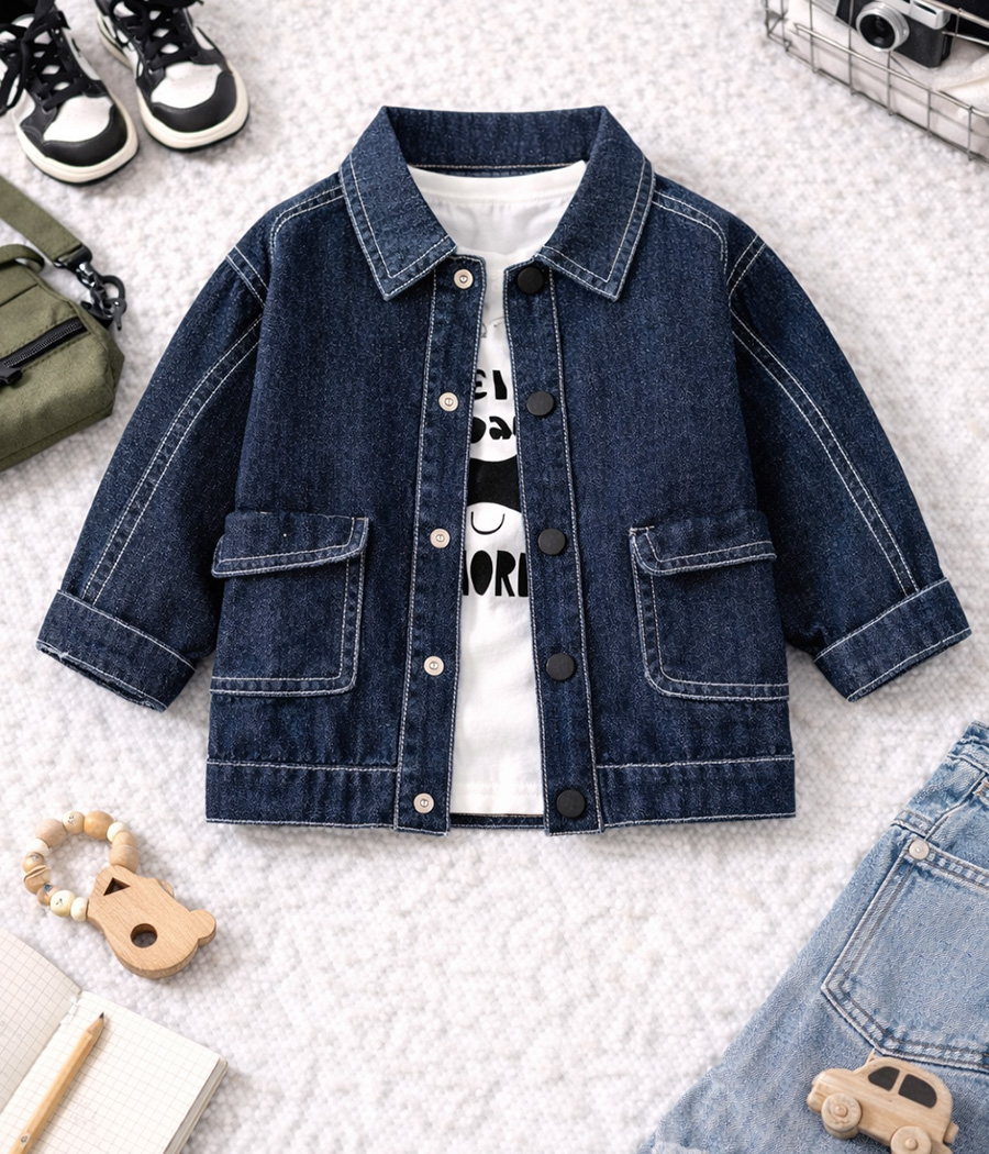74819 Veste Denim Bleu Foncé Unisexe – Image 1