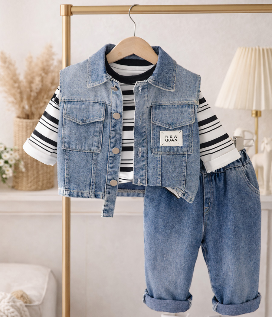 75961 Ensemble 3 pièces garçon en jean blue – Image 1