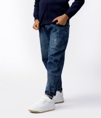 Jean décontracté garçon – Bleu denim effet usé