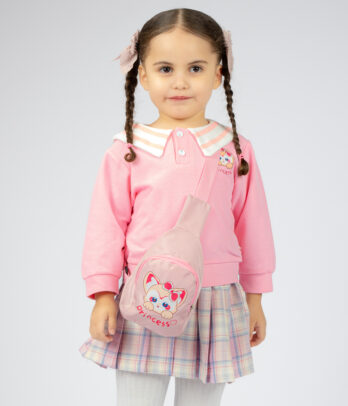 Ensemble 2 pièces rose avec sac lapin pour fillette