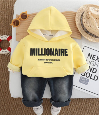 Ensemble garçon – Sweat jaune "Millionaire" & jean brut