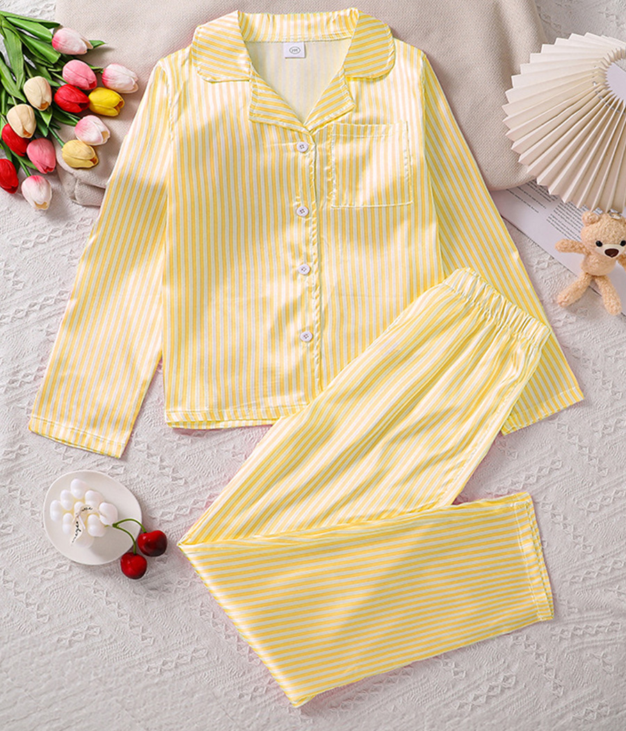 94486 Pyjama Rayé Satin Jaune Pastel – Image 1