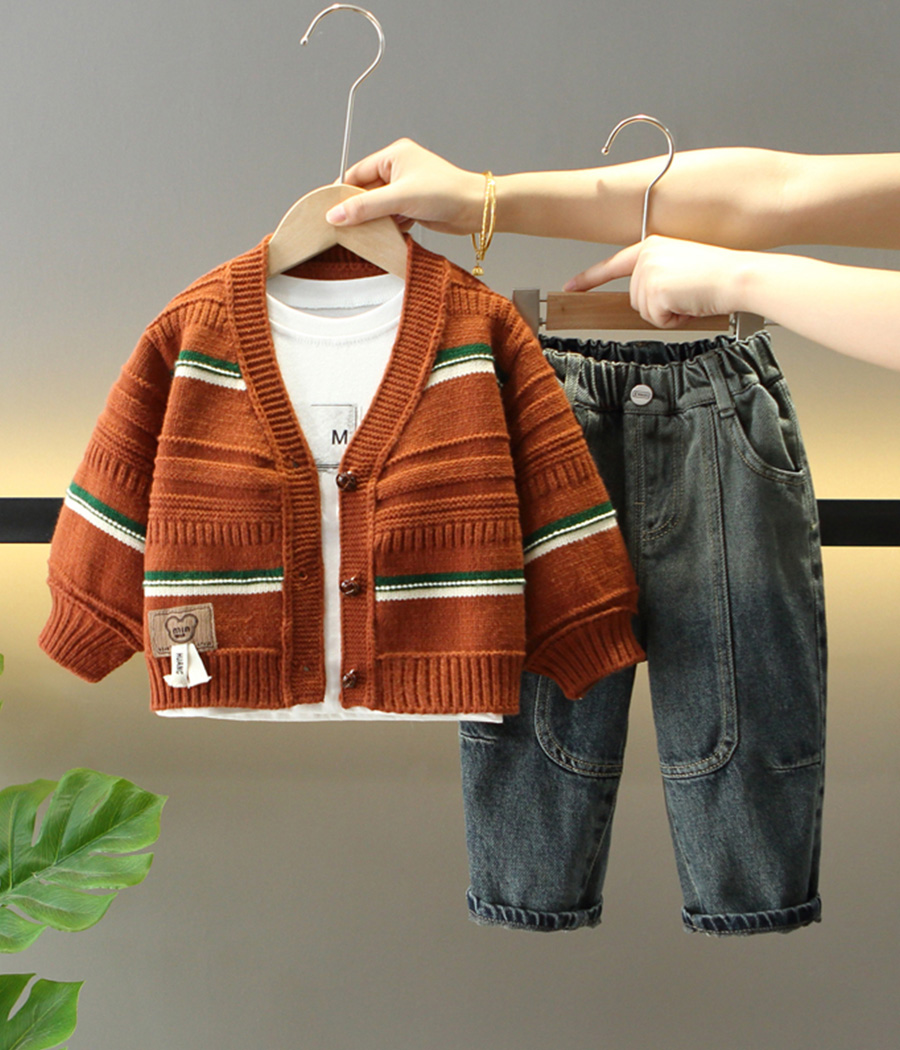 99579 Ensemble Garçon – Cardigan Tricoté & Jean Décontracté – Image 1