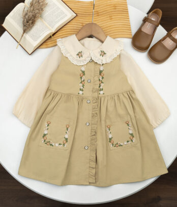 Robe automne brodée – Style naturel et chaleureux