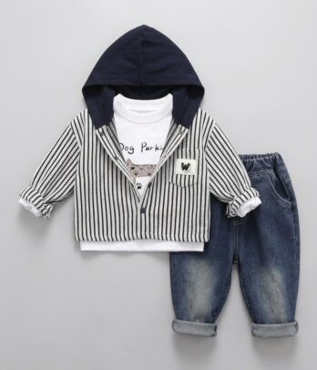 Ensemble garçon chemise rayée & jean délavé