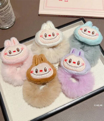 Chouchou fourré lapin – Accessoire cheveux fille