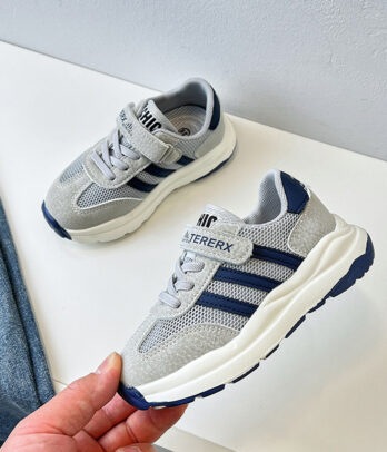 Baskets bébé gris et bleu – Légèreté et confort au quotidien