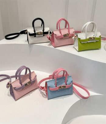 Mini Sac à Main Bicolore avec Fermoir Doré