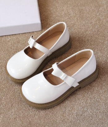 Chaussures Fille Vernies Écru avec Nœud