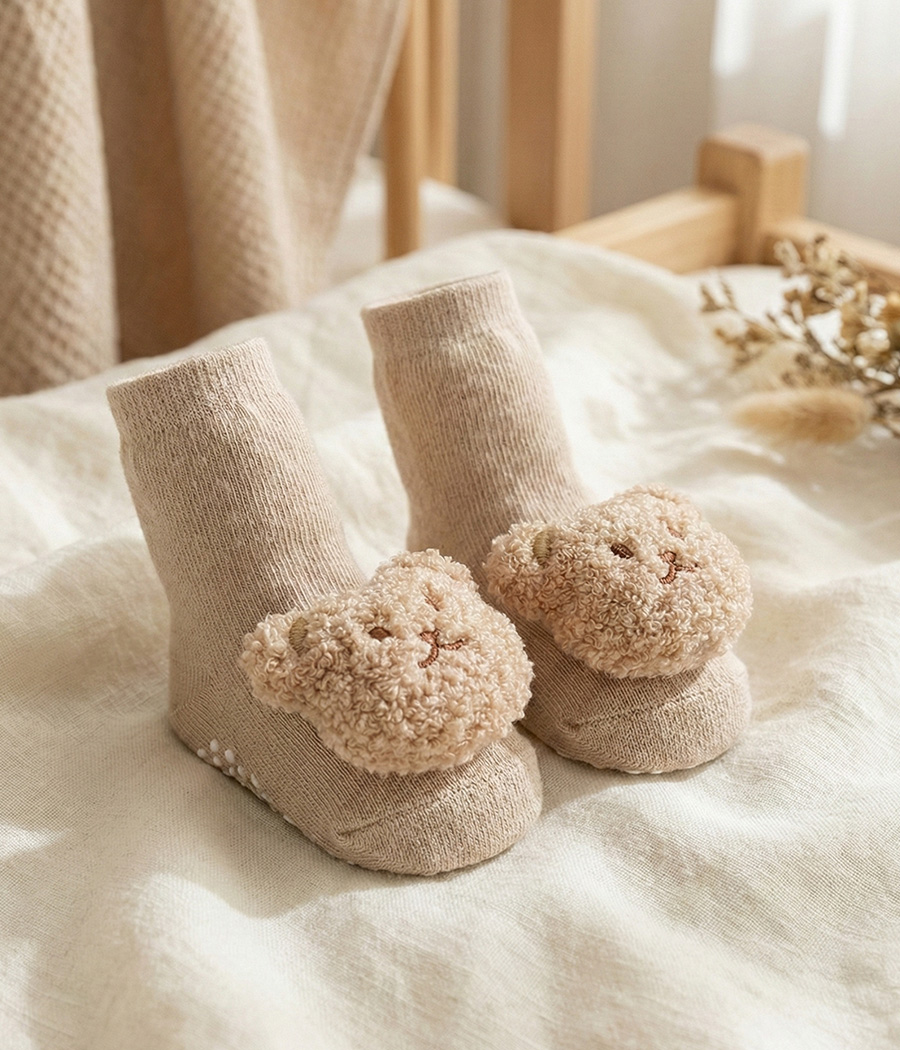 38143 Chaussons bébé chaussettes intégrées – Ourson moelleux – Image 1