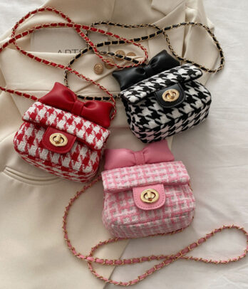 Mini Sac Tweed à Nœud pour Fille