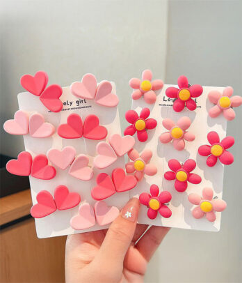 Lot de barrettes enfant – Cœurs & Fleurs