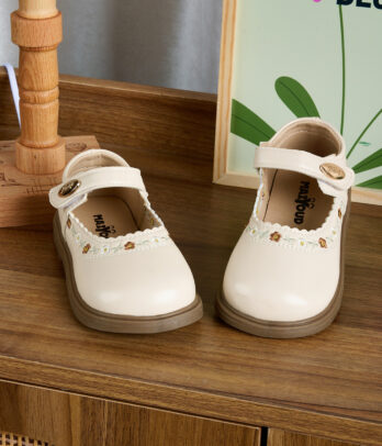 Chaussures Fille Écru à Broderies Florales