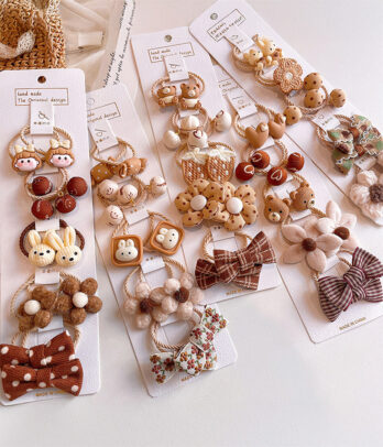 Lot d’élastiques cheveux bébé fille – Motifs mignons & style automne