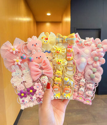 Set complet d’accessoires cheveux fille – Collection Rose Bunny